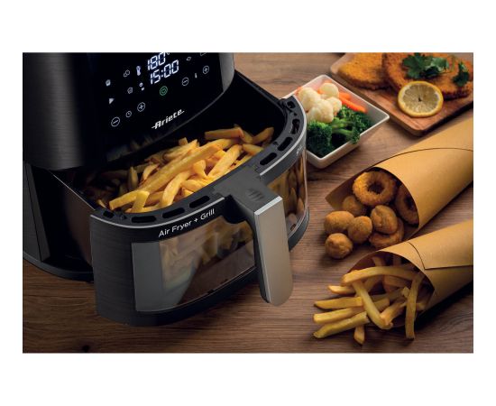 Ariete 9L black air fryer, 1500 watts, 9-liter basket, with viewing window Taukvāres katli
