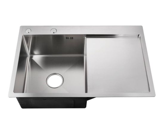 Izlietne NT AB 780x510x200mm ar virsmu, kreisā, satīna, ar sifonu Nerūsējoša tērauda izlietnes