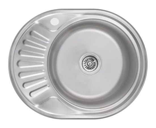 Izlietne virtuves AB 570X450X0.8MM ar virsmu, labā, satīna, ar sifonu Nerūsējoša tērauda izlietnes