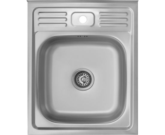 Izlietne virtuves AB 500X600x0.6MM ar sifonu, uzliekama Nerūsējoša tērauda izlietnes