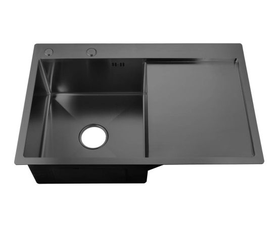 Izlietne NT AB 780x510x200mm ar virsmu, kreisā, grafīta, ar sifonu Nerūsējoša tērauda izlietnes