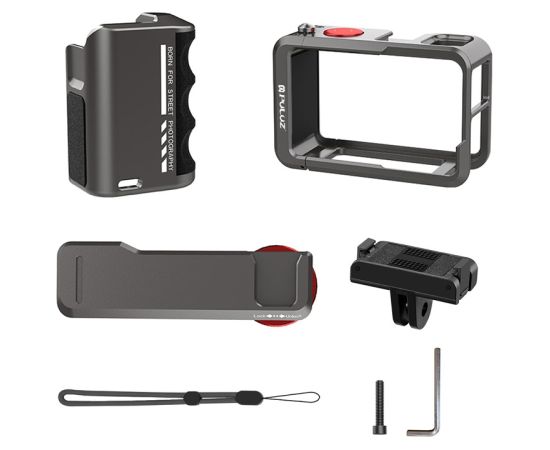 Metal protective case with Puluz handle for DJI Osmo Action 5 Pro / Action 4 / Action 3 Aksesuāri sporta kamerām