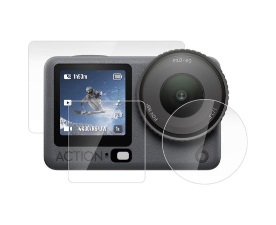 Puluz tempered glass set for DJI Osmo Action 6 (3 pcs). Sporta kameru aksesuāri