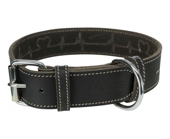 Trixie Rustic Heartbeat, obroża, dla psa, czarna, z grubej skóry, M: 38–47 cm/40 mm Citas preces