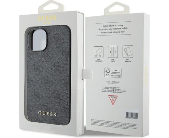 Guess PU 4G Metal Logo Case Aizsargapvalks Priekš Apple iPhone 15 Neoriģinālie Maciņi