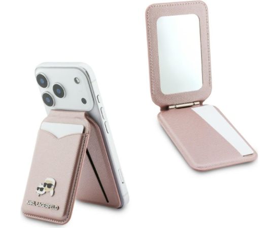 Karl Lagerfeld Karl Lagerfeld MagSafe Kartes Turētājs‑Maks Ar Spoguli Rozā Neoriģinālie Maciņi