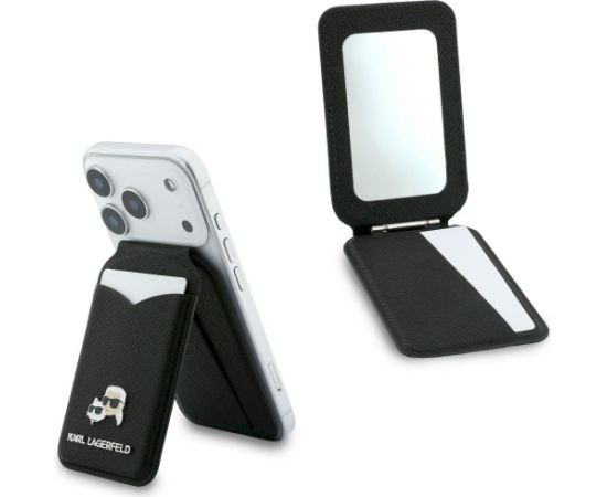 Karl Lagerfeld Karl Lagerfeld MagSafe Kartes Turētājs‑Maks Ar Spoguli Melns Neoriģinālie Maciņi