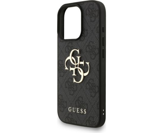 Guess PU 4G Metal Logo Strap Case Aizsargapvalks priekš iPhone 16 Pro Max / melns Neoriģinālie Maciņi