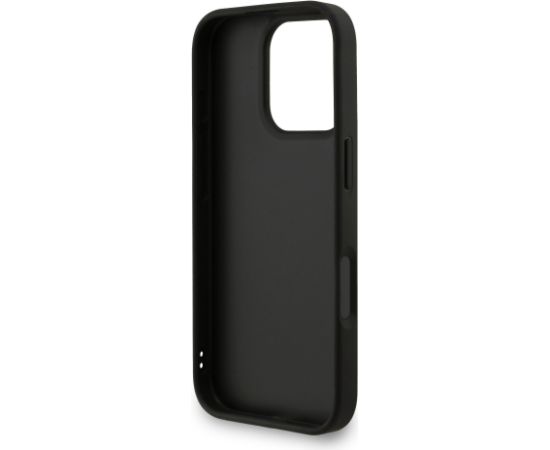 Guess PU 4G Metal Logo Strap Case Aizsargapvalks priekš iPhone 16 Pro Max / melns Neoriģinālie Maciņi