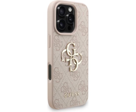 Guess PU 4G Metal Logo Strap Case Aizsargapvalks priekš iPhone 16 Pro Max / rozā Neoriģinālie Maciņi