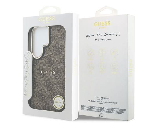 Guess PU Leather 4G Gold Frame Magnetic Case Aizsargapvalks priekš Samsung Galaxy S26 Ultra Neoriģinālie Maciņi