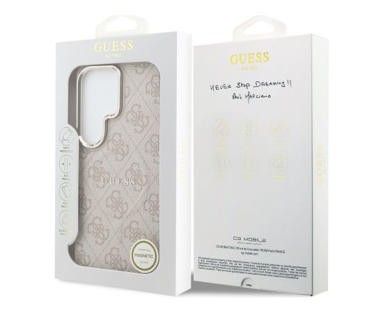 Guess PU Leather 4G Gold Frame Magnetic Case Aizsargapvalks priekš Samsung Galaxy S26 Ultra Neoriģinālie Maciņi