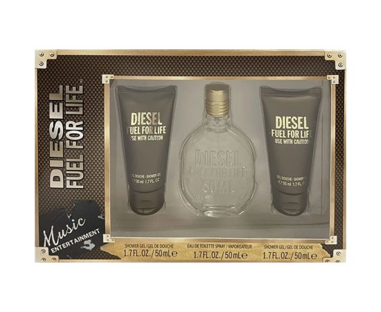 Set Diesel: Fuel for Life, Shower Gel, All Skin Types, 2 pcs, 50 ml + Fuel for Life, Eau De Parfum, For Women, 50 ml Dāvanu komplekti