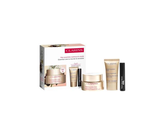 Set Clarins: Extra-Firming, Anti-Ageing, Day, Cream, For Face, 50 ml + Extra-Firming, Hydrating, Cream, For Neck & Decollete, 15 ml + Wonder Volume, Volumising, Mascara, Black, 3 ml *Miniature Dāvanu komplekti