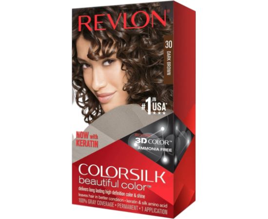 Revlon, Colorsilk, Permanent Hair Dye, 30 Dark Brown, 130 ml Matu kopšana