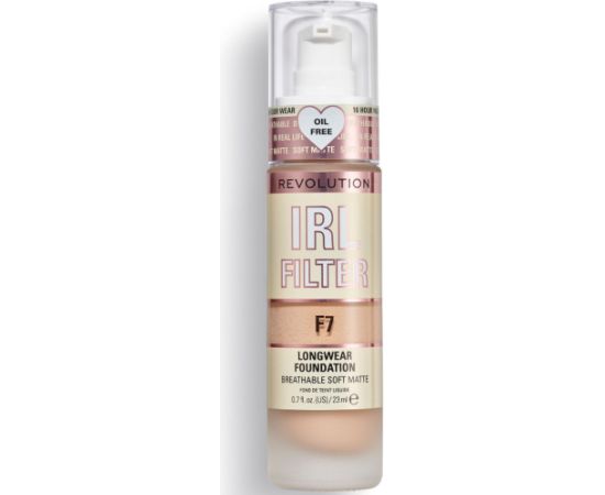 Makeup Revolution, IRL Filter, Oil Free, Long Wear, Cream Foundation, F7, 23 ml Sejas kopšana