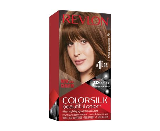 Revlon, Colorsilk, Permanent Hair Dye, 43 Medium Golden Brown, 130 ml Matu kopšana
