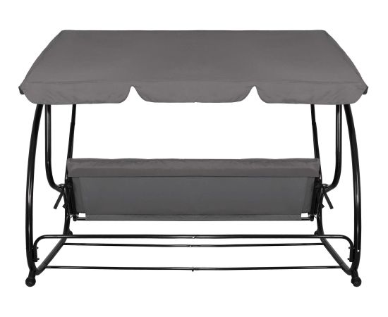 Springos Linda 4-vietīgas tērauda dārza šūpoles ar regulējamu jumtiņu, pelēkas Dārza šūpoles