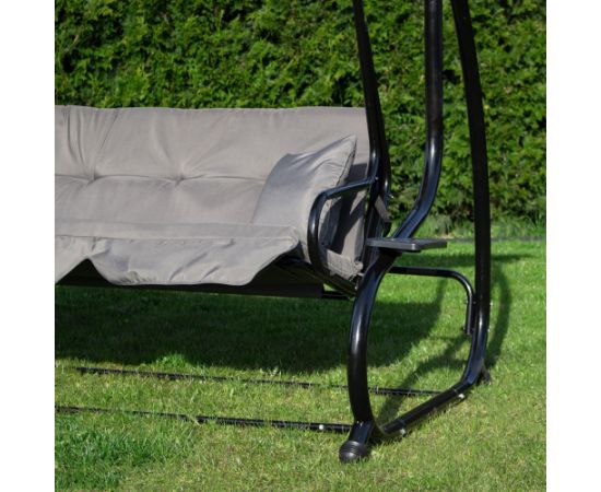 Springos Linda 4-vietīgas tērauda dārza šūpoles ar regulējamu jumtiņu, pelēkas Dārza šūpoles