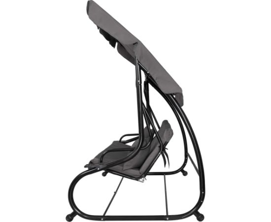 Springos Linda 4-vietīgas tērauda dārza šūpoles ar regulējamu jumtiņu, pelēkas Dārza šūpoles