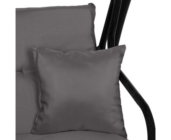 Springos Linda 4-vietīgas tērauda dārza šūpoles ar regulējamu jumtiņu, pelēkas Dārza šūpoles