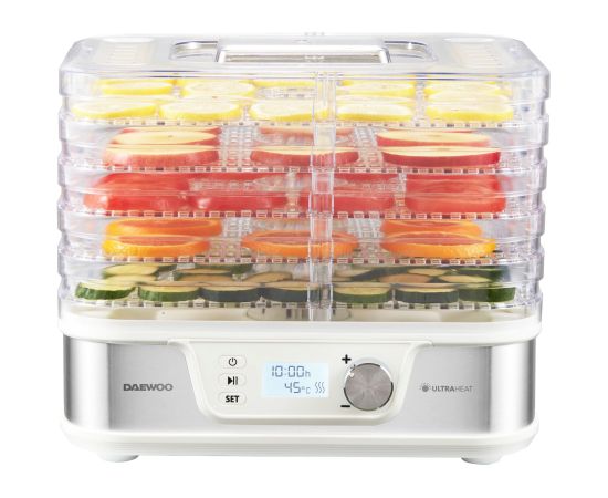 Pārtikas žāvētājs Daewoo DD 500S, 400 W, 5 paplātes, digitālais displejs, taimeris Dārzeņu Tvaicētāji un Žāvētāji