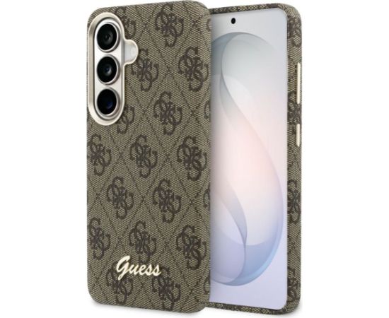 Guess Samsung  Galaxy S26 PU 4G Script Metal Logo With MagSafe Case Brown Neoriģinālie Maciņi