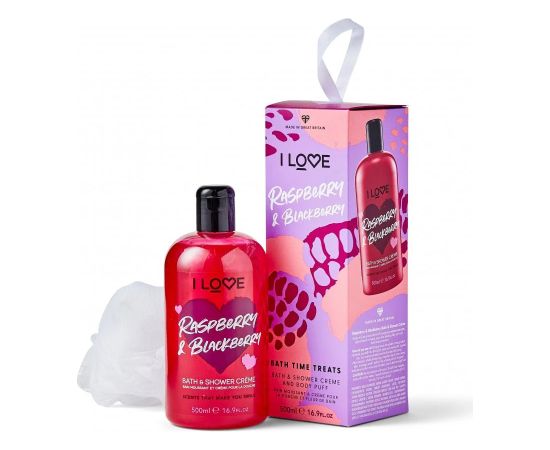 Set I Love: Raspberry & Blackberry, Hydrating, Shower Gel, For All Skin Types, 500 ml + I Love, Body Sponge Парфюмерные наборы