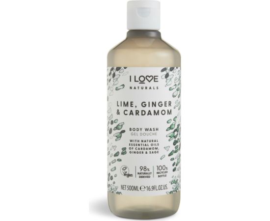 I Love, Naturals Collection, Vegan, Nourishing, Lime, Ginger & Cardamom, Body Wash, 500 ml Dušas želejas ķermenim
