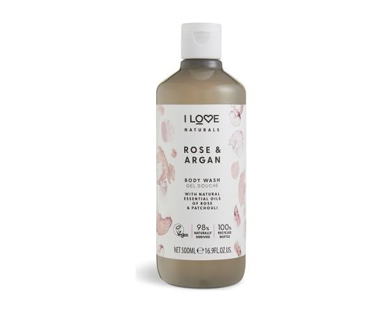 I Love, Naturals Collection, Vegan, Hydrating, Rose & Argan, Body Wash, 500 ml Dušas želejas ķermenim