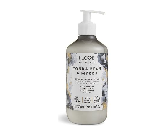 I Love, Naturals Collection, Vegan, Moisturizing & Softening, Tonka Bean & Myrrh, Lotion, For Hands & Body, 500 ml Ķermeņa kosmētika