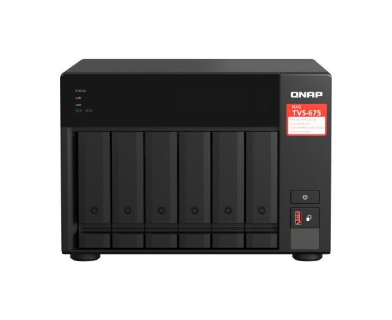 QNAP TVS-675 NAS Tower ZhaoXin KaiXian KX-6000 KX-U6580 8 GB DDR4 0 TB QuTS hero Black Serveru komponentes