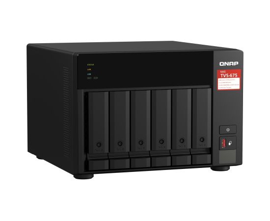 QNAP TVS-675 NAS Tower ZhaoXin KaiXian KX-6000 KX-U6580 8 GB DDR4 0 TB QuTS hero Black Serveru komponentes