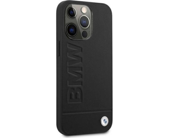 BMW BMHCP13LSLLBK Back Case Aizmugurējais Ādas Apvalks Telefonam Apple iPhone 13 / 13 Pro Melns Neoriģinālie Maciņi