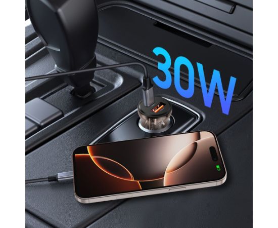 Автомобильное зарядное устройство Tech-Protect CC01 30W 2-Port USB-A | USB-C | Черный Aудио-видео