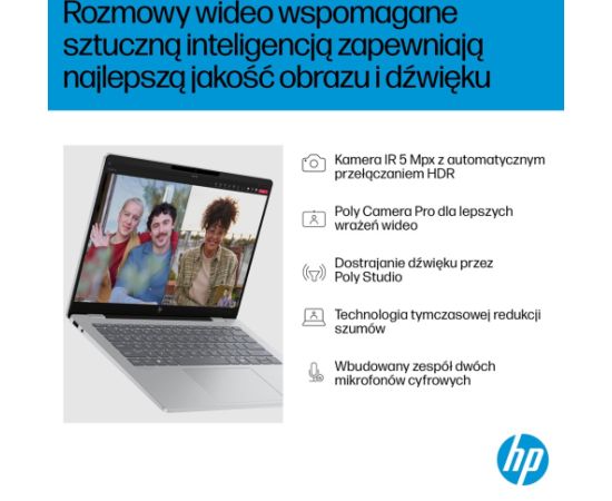 HP OmniBook 7 AI 14-fr0221nw Ultra 5 225U 14"2K 300nits AG 16GB LPDDR5-5200 SSD512 Intel Graphics Cam 5 Mpx IR 68Wh Win11 Glacial Silver 2Y Portatīvie datori