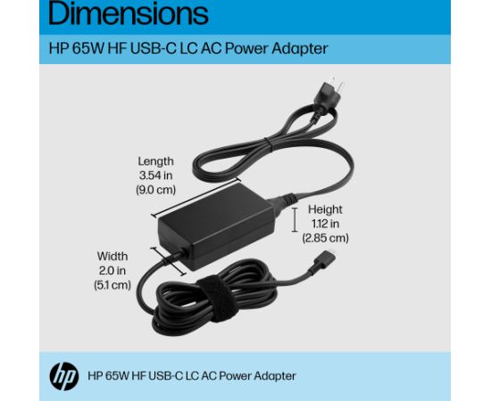 HP 65W USB-C AC LC Power Adapter Notebook Charger, Halogen Free / AJ7X5AA#ABB Lādētāji portatīvajiem datoriem