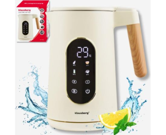 Elektriskā tējkanna, 1.7L, 2200W, bēša/rozā zelta, Klausberg, KB 9005 Tējkannas (elektriskās)