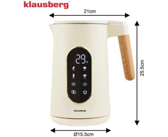 Elektriskā tējkanna, 1.7L, 2200W, bēša/rozā zelta, Klausberg, KB 9005 Tējkannas (elektriskās)