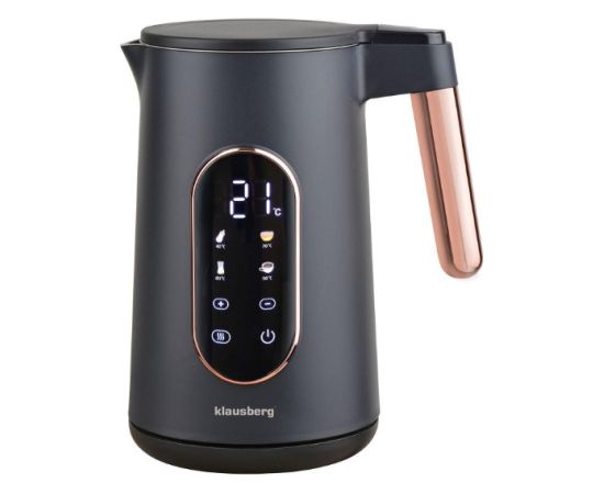 Elektriskā tējkanna, 1.7L, 2200W, melna/rozā zelta, Klausberg, KB 7892 Tējkannas (elektriskās)