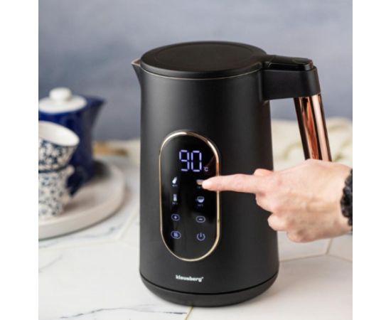 Elektriskā tējkanna, 1.7L, 2200W, melna/rozā zelta, Klausberg, KB 7892 Tējkannas (elektriskās)