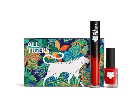 Set All Tigers: Natural & Vegan, Liquid Lipstick, 888, Call Me Queen, 8 ml + Natural & Vegan, Vegan, Nail Polish, 298, Hit It Big, 11 ml Dekoratīvā kosmētika