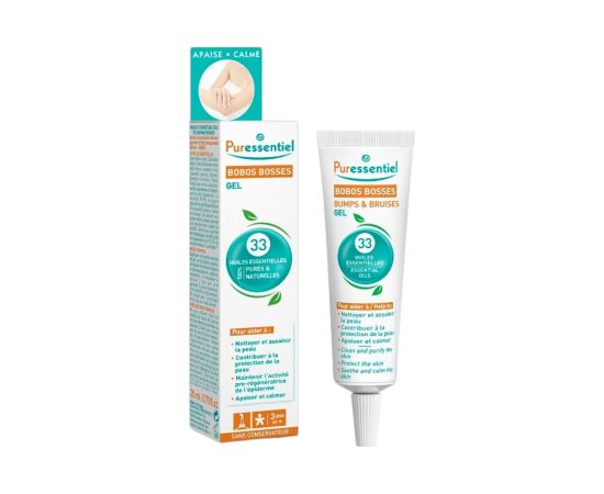Puressentiel, Bobos Bosses, Essential Oils, Soothing & Calming, Local Treatment Gel, For Bumps & Bruises, All Over The Body, 20 ml Sejas kopšana