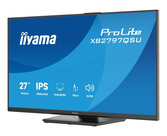 Iiyama ProLite XB2797QSU-B1 (68.5 cm (27 inches), black (matt), QHD, IPS, HDMI, DP, USB hub, ergonomic stand) Monitori