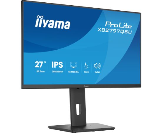 Iiyama ProLite XB2797QSU-B1 (68.5 cm (27 inches), black (matt), QHD, IPS, HDMI, DP, USB hub, ergonomic stand) Monitori