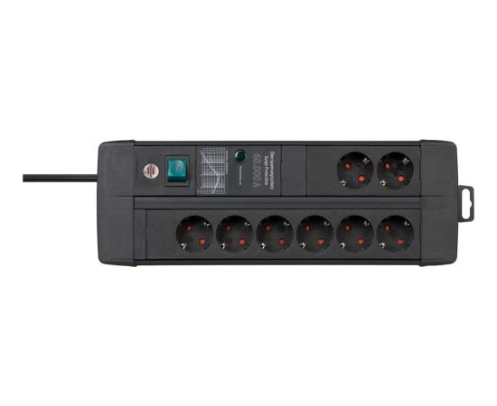 Brennenstuhl Premium-Line 8-way power strip Duo black, 3 meters, 60,000A surge protection Strāvas pagarinātāji