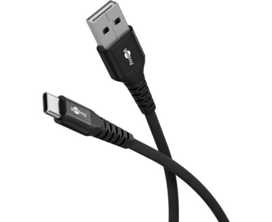 Goobay USB-C to USB-A Supersoft Textile Cable with Metal Plugs 74526 USB-C to USB-A Data USB kabeļi