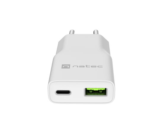 Natec Ribera USB Charger Gan Slim USB 1X USB-A + 1X USB-C 20W NUC-2376 Новинки смартфонов и телефонов