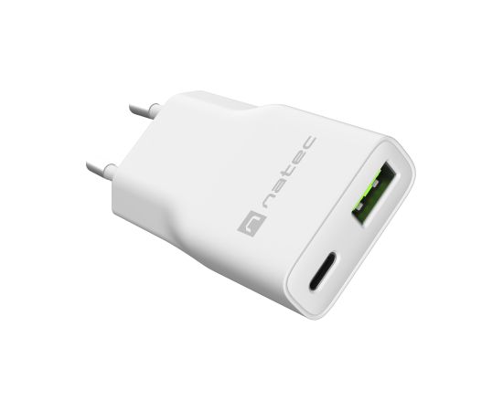 Natec Ribera USB Charger Gan Slim USB 1X USB-A + 1X USB-C 20W NUC-2376 Новинки смартфонов и телефонов