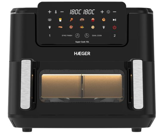 Haeger AF-D10.010B Super Cook Karstā gaisa cepšanas ierīce 10L ( 2 x 5L ) 2600W Karstā Gaisa Katli (AirFryer)